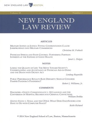 cover image of New England Law Review